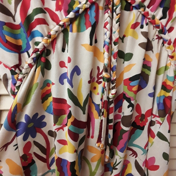 Nieves Lavi Anthro Animal Print Shirt Boho Silk - Picture 7 of 8